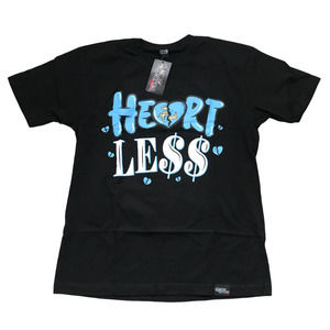 Planet Grapes Men's Black Short Sleeve Heart Less Jordan Graphic Print Tee Shirt